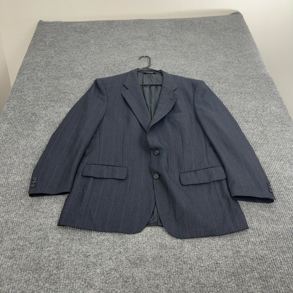 Vintage Burberrys Blazer Mens Grey Wool Pinstripe Single Vent Two Button Classic